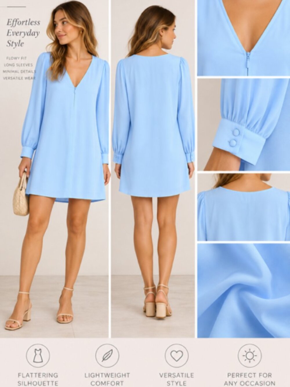 MM Couture Light Blue Long-Sleeve Mini Dress